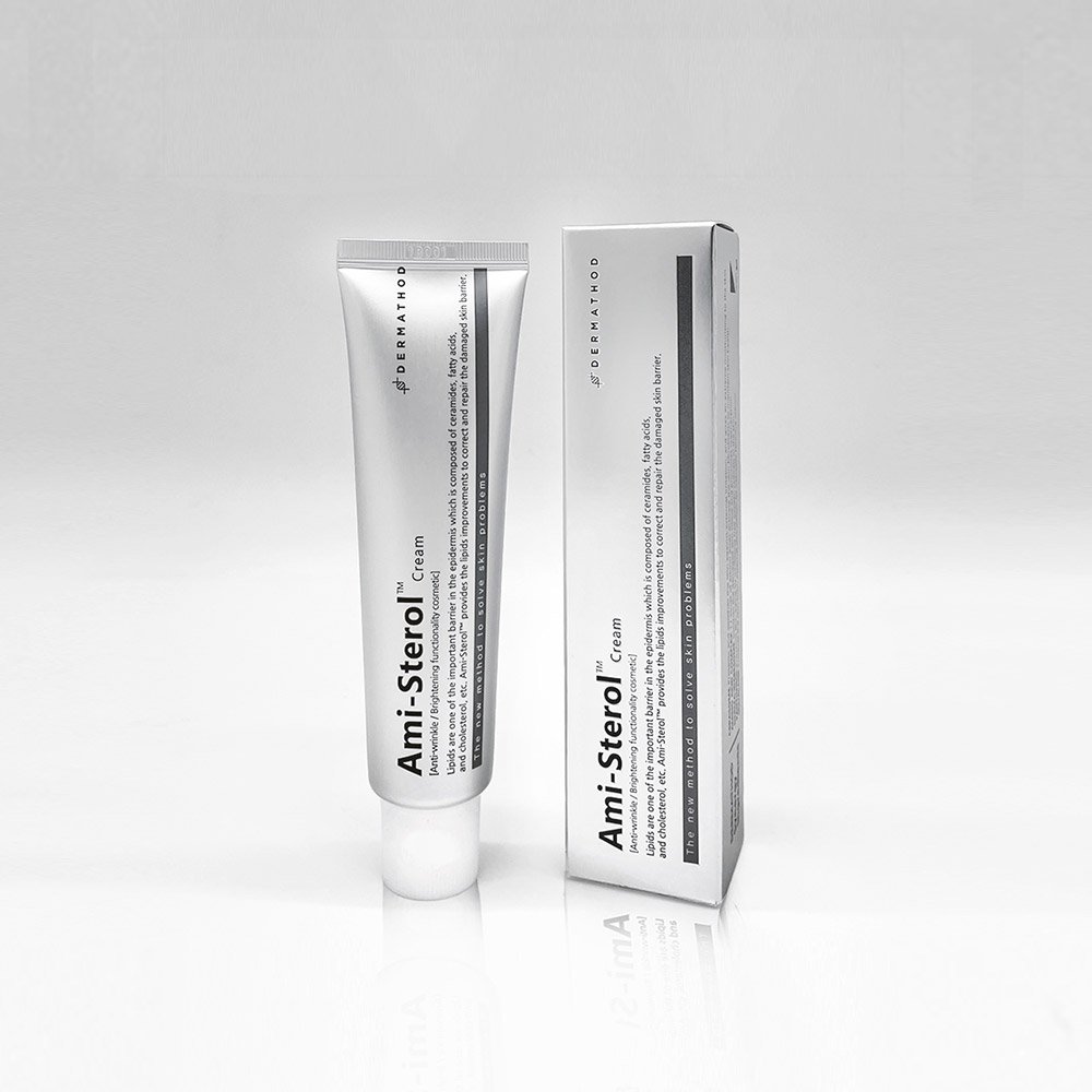 Ami-Sterol™ Creme – dermatologische Hautpflege in weißer Tube mit moderner Verpackung