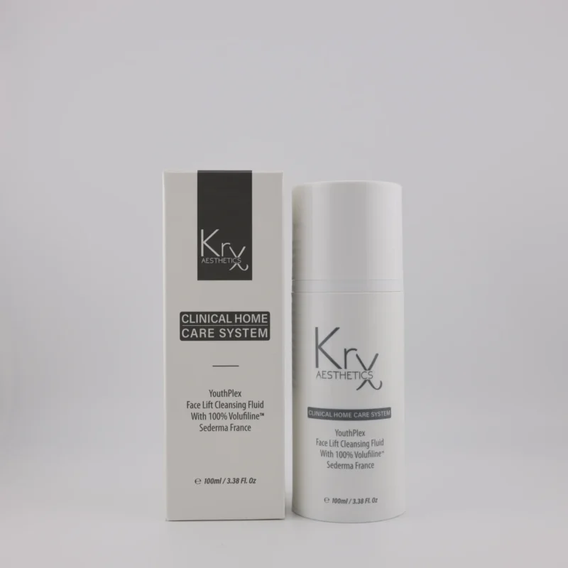 KrX Aesthetics YouthPlex Face Lift Cleansing Fluid – weiße Reinigungspflege mit Volufiline™ in eleganter Verpackung