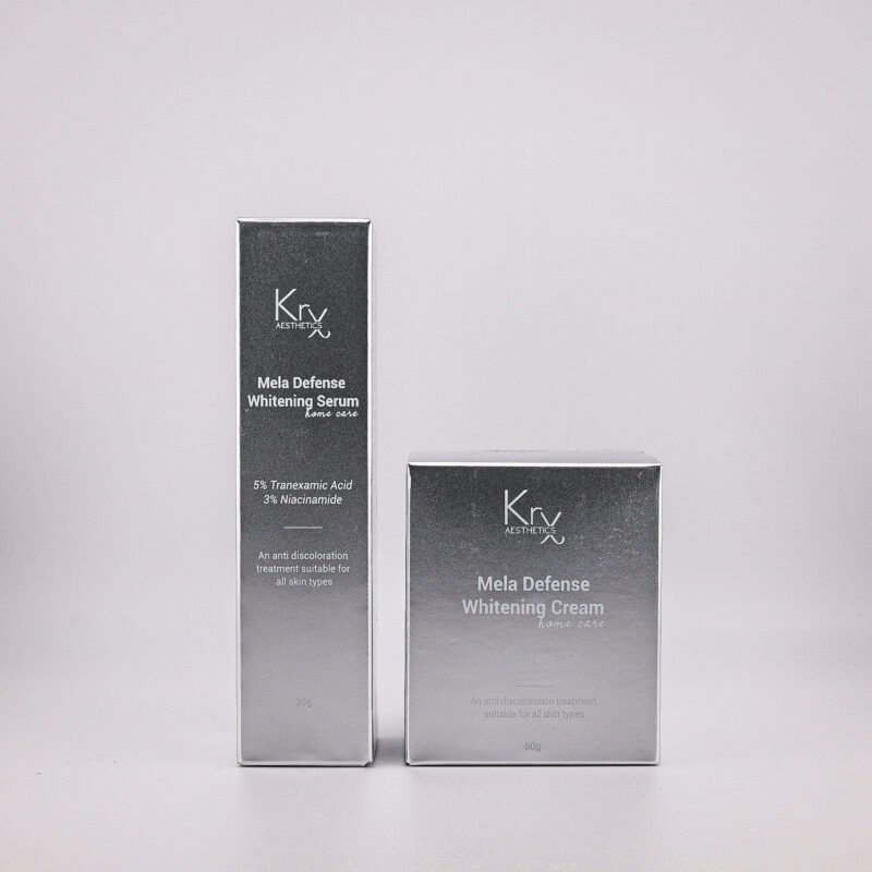 KrX Aesthetics Mela Defense Whitening Serum und Cream – Set für die Heimpflege gegen Pigmentflecken