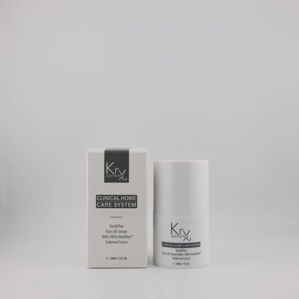 KrX Aesthetics YouthPlex Face Lift Toning Solution – Verpackung und Flasche mit 120 ml Inhalt