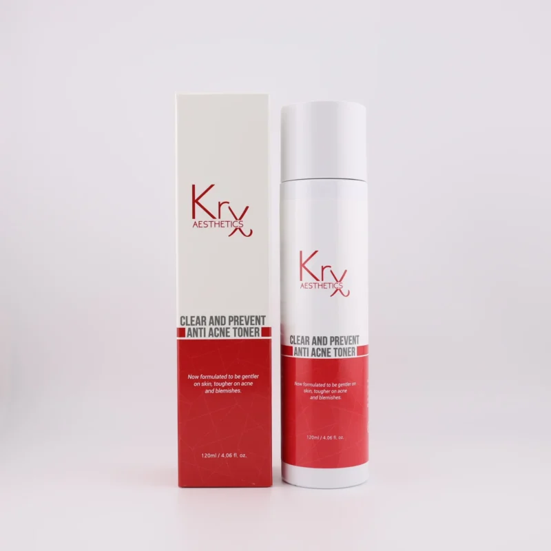KrX Aesthetics Clear and Prevent Anti Acne Toner mit Verpackung – 120 ml Flasche für unreine Haut