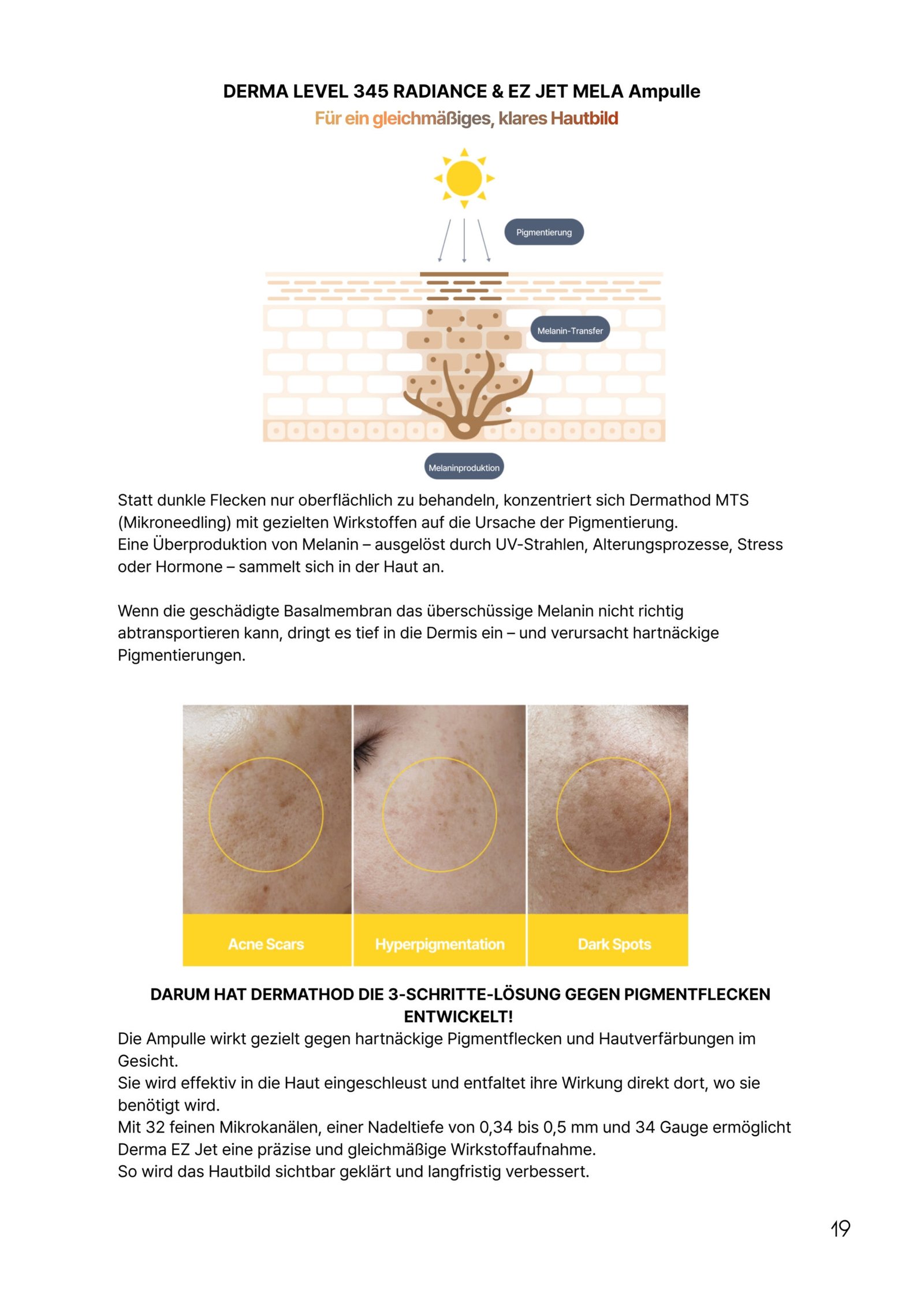 Dermathod Radiance & Mela Ampulle gegen Hyperpigmentierung, dunkle Flecken und ungleichmäßigen Hautton